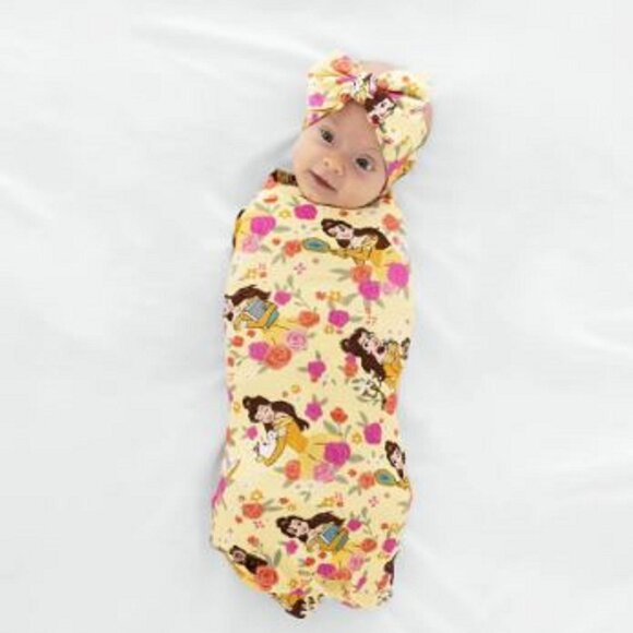 NIB Little Sleepies Princess Belle Swaddle & Luxe Bow Headband Set - Picture 3 of 3